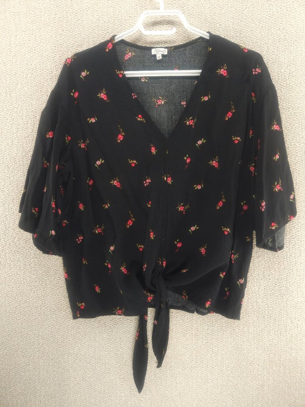 Kismet Black Floral Print Tie-Front Top